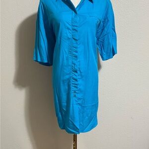 Vintage Take Away Women’s Blue Button Up Dress Size M 100% Rayon